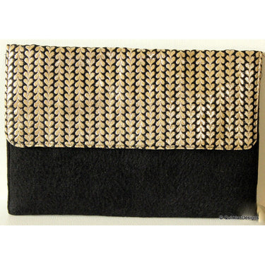 Wedding Party Clutch, Velvet and Brocade Purse, Black And Silver Fabric Purse